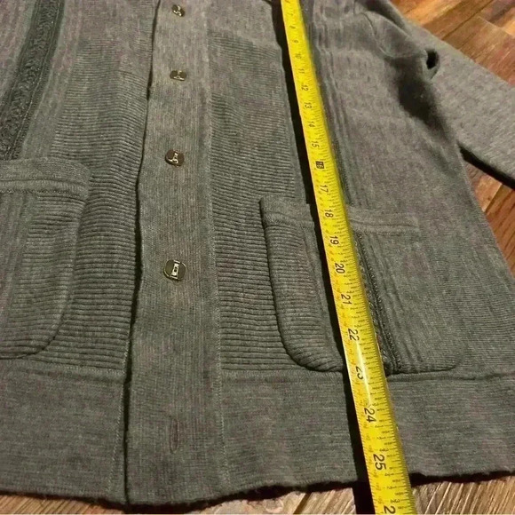 Long-Sleeve Striped Button-Through Wool Sweater Polo Golden Eagle Brand Size L - Picture 9 of 12